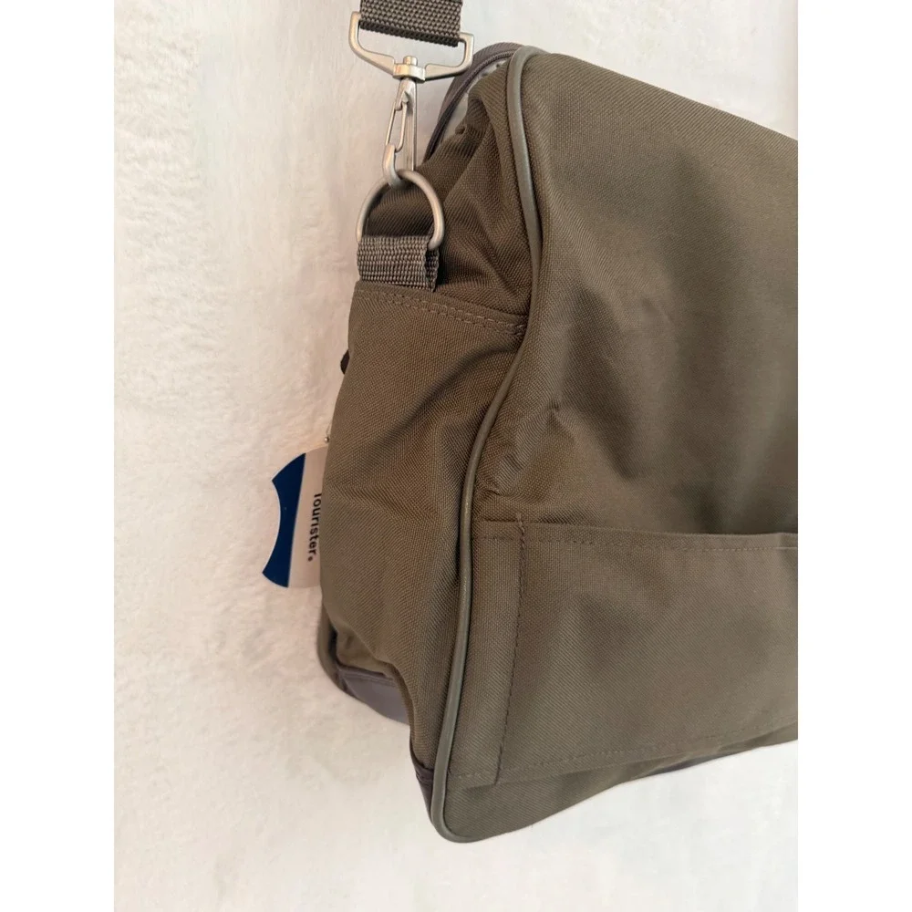 American Tourister Messenger Bag‎ Olive Canvas Crossbody Travel Bag Brown Trim